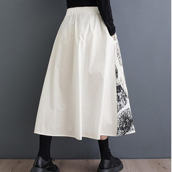 スカート　大きいサイズ レディース 秋冬　春 新品 ウエストゴム　ひざ丈 4枚目の画像