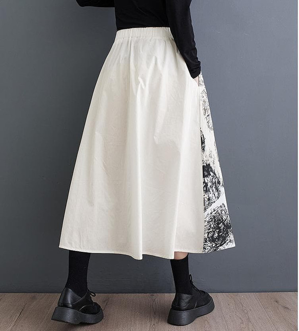 スカート　大きいサイズ レディース 秋冬　春 新品 ウエストゴム　ひざ丈 4枚目の画像