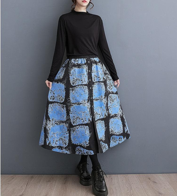 スカート　大きいサイズ レディース 秋冬　春 新品 ウエストゴム　ひざ丈 6枚目の画像