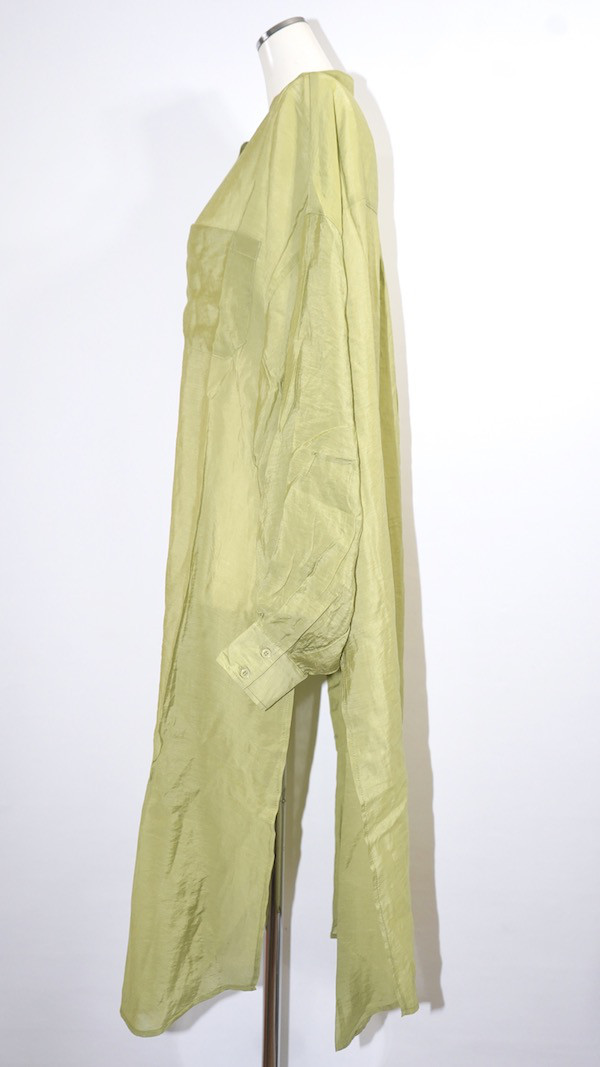 2way Sheer Long Shirts Onepiece (green tea)　シャツ  きれいめ
