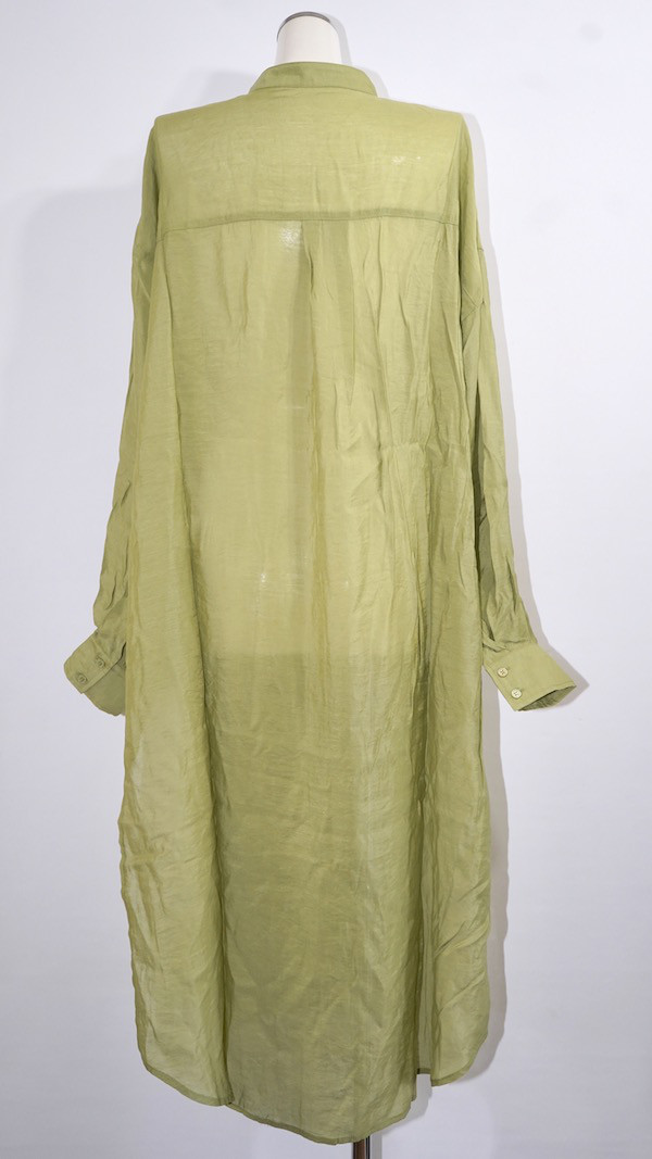 2way Sheer Long Shirts Onepiece (green tea)　シャツ  きれいめ