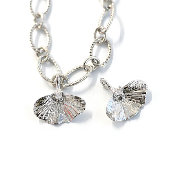 ejp919【2個入り】ストーン付きイチョウチャーム 約13mm｜真鍮製・日本製・低金属アレルギー対応 11枚目の画像