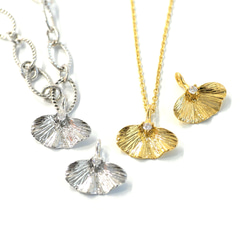 ejp919【2個入り】ストーン付きイチョウチャーム 約13mm｜真鍮製・日本製・低金属アレルギー対応 13枚目の画像