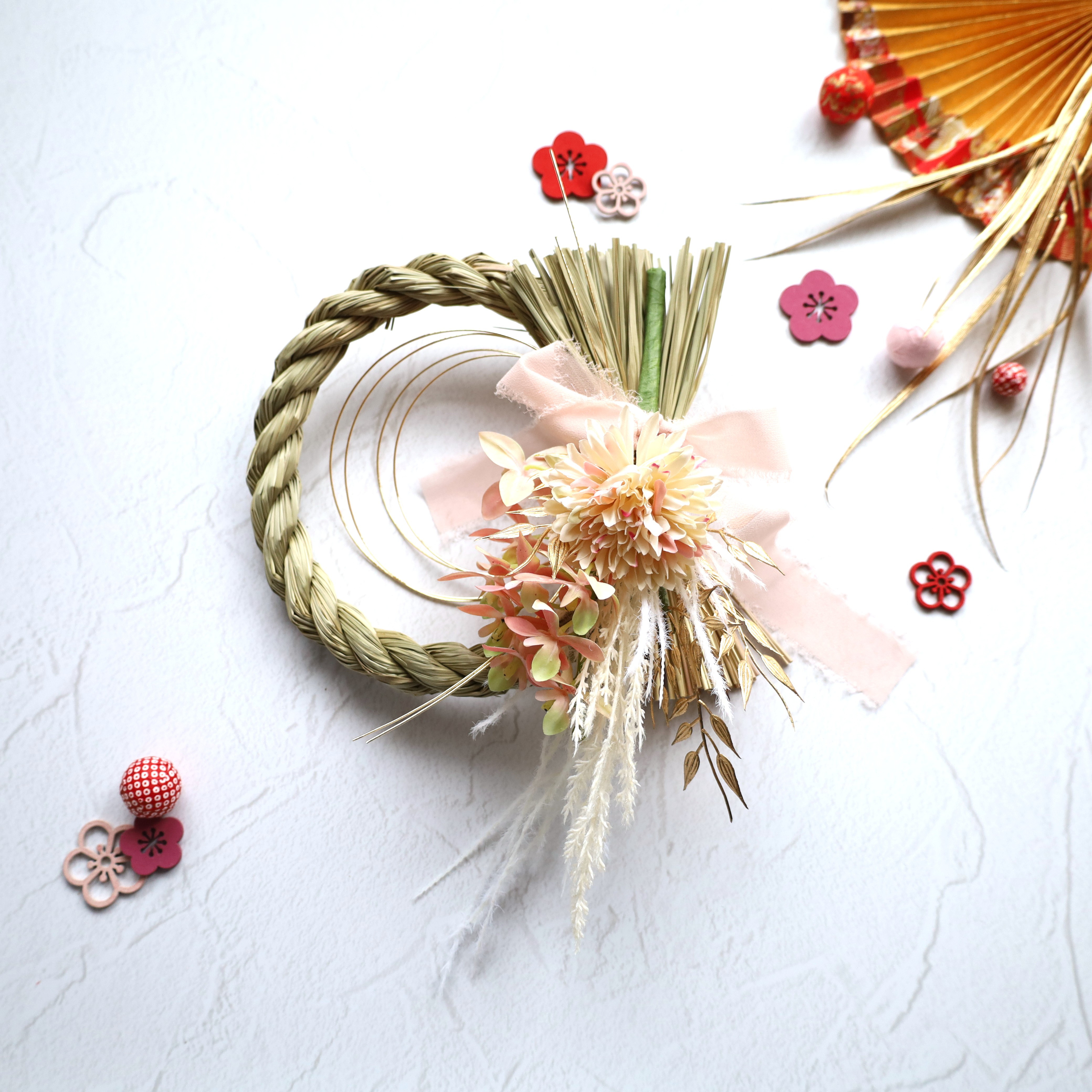 新春を彩るお正月飾り❁アプリコット❁No.230　２way　しめ縄　しめ飾り　正月飾り　お正月　縁起物