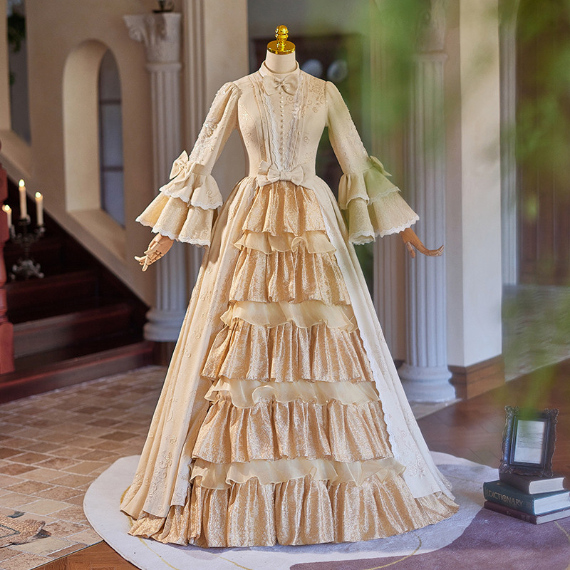 豪華 シャンパン色 ロリータ パーティードレス 可愛い プリンセス 誕生日 成人式 二次会 前撮り 披露宴 08930