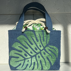 ハワイアンキルト　トートバッグ　　　　　カラフルモンステラ♡【こう】 ハワイアンキルト トートバッグ ショルダーバッグ ハワイ雑貨 ハワイ直