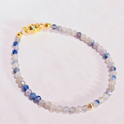 14kgf・デュモルツェライトインクオーツの細身ブレスレット　＼不器用さんでも安心、ストレスゼロのワンタッチ装着！／ 3枚目の画像