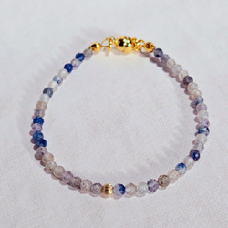 14kgf・デュモルツェライトインクオーツの細身ブレスレット　＼不器用さんでも安心、ストレスゼロのワンタッチ装着！／ 5枚目の画像