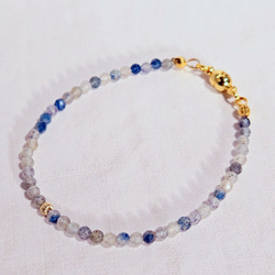 14kgf・デュモルツェライトインクオーツの細身ブレスレット　＼不器用さんでも安心、ストレスゼロのワンタッチ装着！／ 2枚目の画像