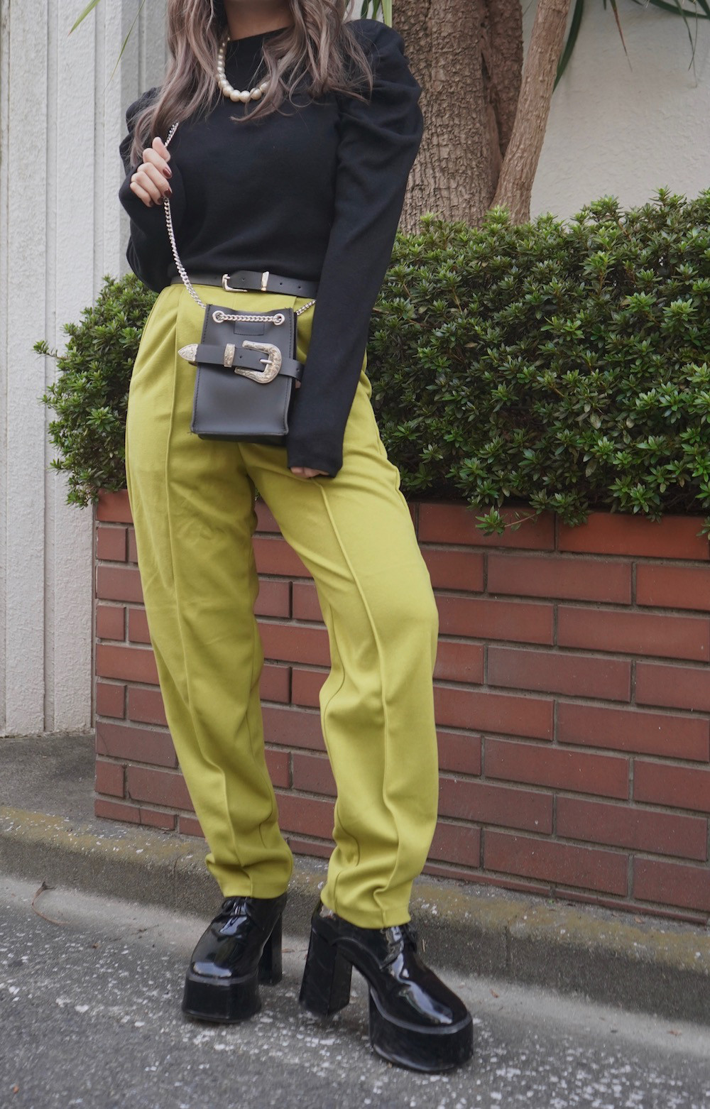 One Tuck Tapered Pants (light green)　パンツ シンプル テーパード
