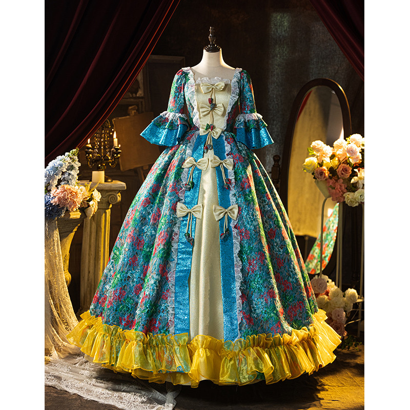 豪華 青 ロリータ パーティードレス コスプレ 可愛い プリンセス 誕生日 成人式 二次会 前撮り 披露宴 08927