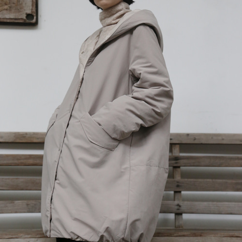 シルク×ヴィーゼル ♡ リバーシブルフードデザインコート グレージュ シルク×ヴィーゼル ♡ リバーシブルフードデザインコート グレージュ