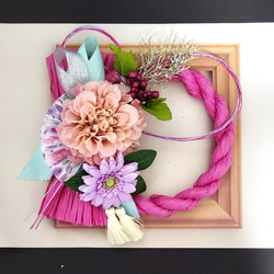 【くすみピンクmam 】しめ縄リース お正月飾り しめ縄 ピンク（桃） しめ縄・しめ飾り のおすすめ人気通販｜Creema(クリーマ