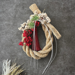 2023新作 ◎胡蝶蘭＆稲穂のしめ縄飾り◎ アーティフィシャルフラワー