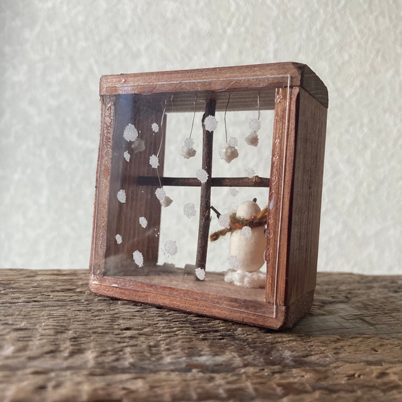 9910. bud 雪ふり窓辺　雪だるま 6枚目の画像