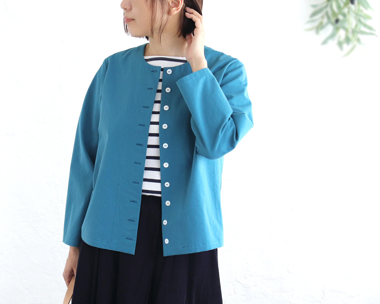 春から初夏まで ✦ 東炊きコットンのはおり（ダックブルー）CO13　選べるボタン