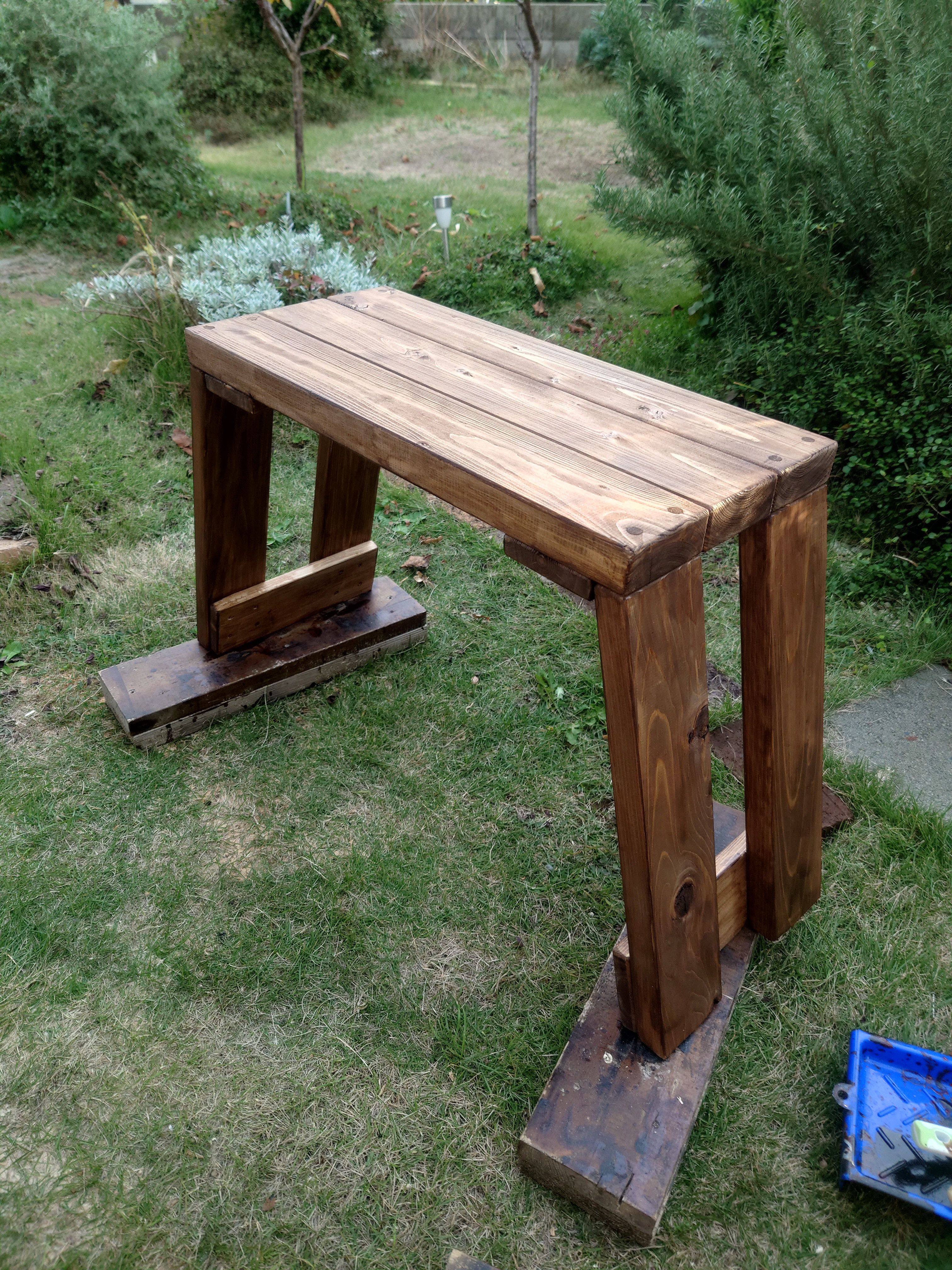 木製ベンチ 【天板サイズ約幅60cm奥行26.7cm】