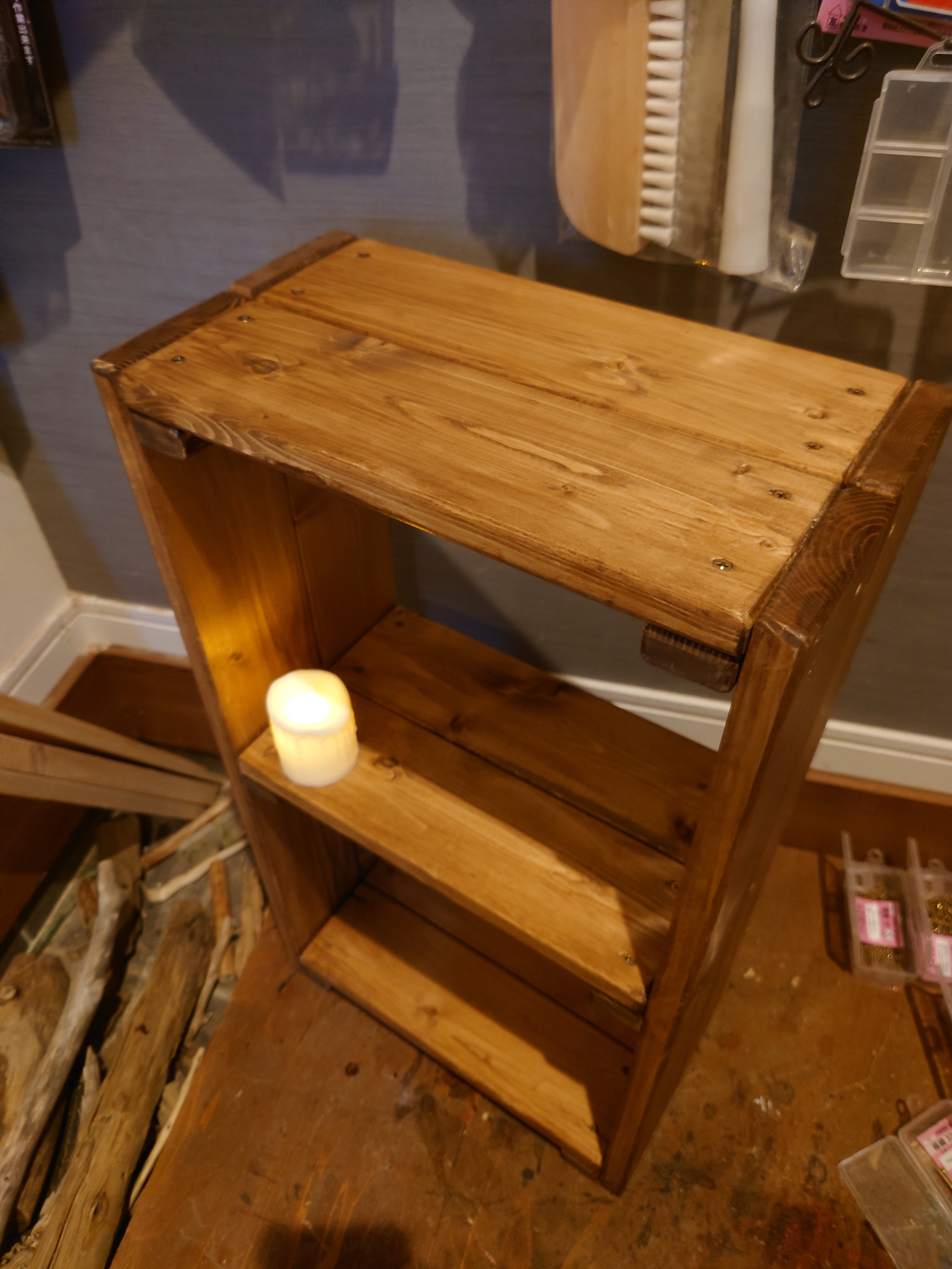 木製3段ラック【ウォルナット色】