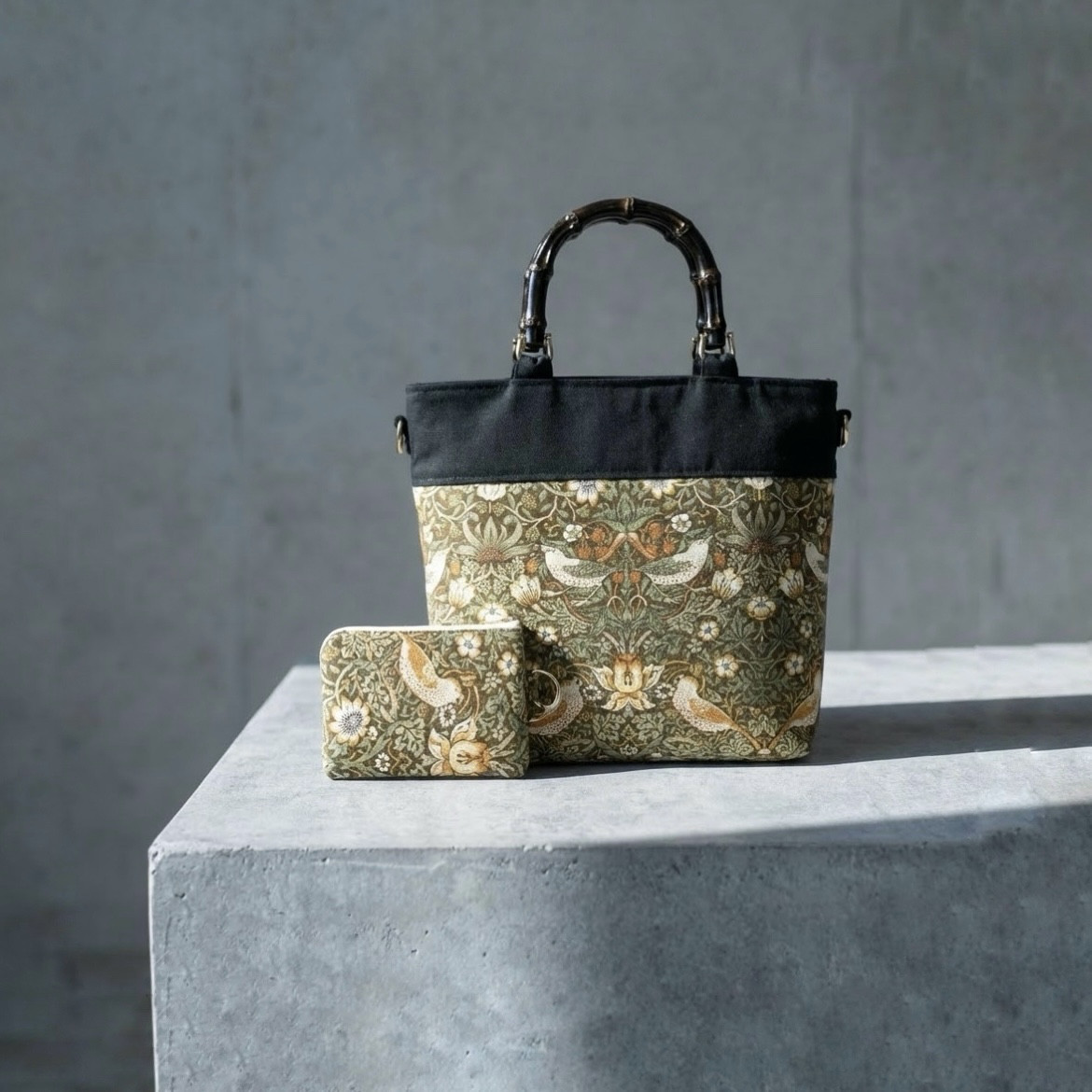 ウィリアムモリス × ブラックトート＆カラビナポーチ｜一点限定セット・上品で華やか・ギフトにも・creema限定