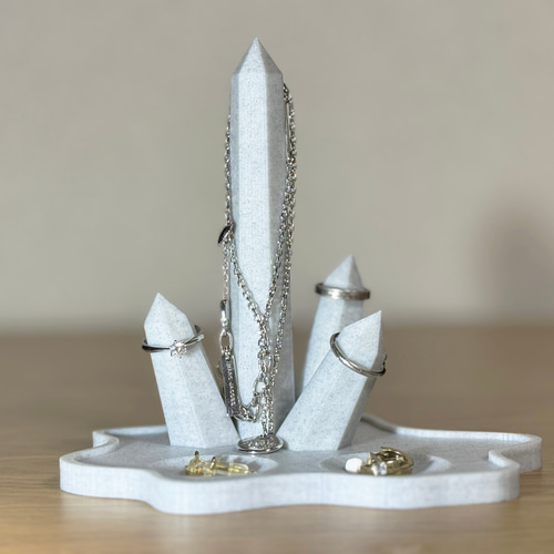 水晶のジュエリースタンド | ネックレス掛け リングホルダー