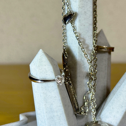 水晶のジュエリースタンド | ネックレス掛け リングホルダー