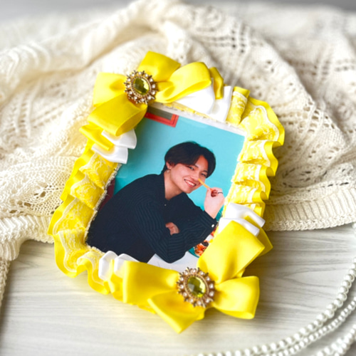 硬貨ケース 硬質ケース デコ ブロマイド UV対応 イエローリボン レース