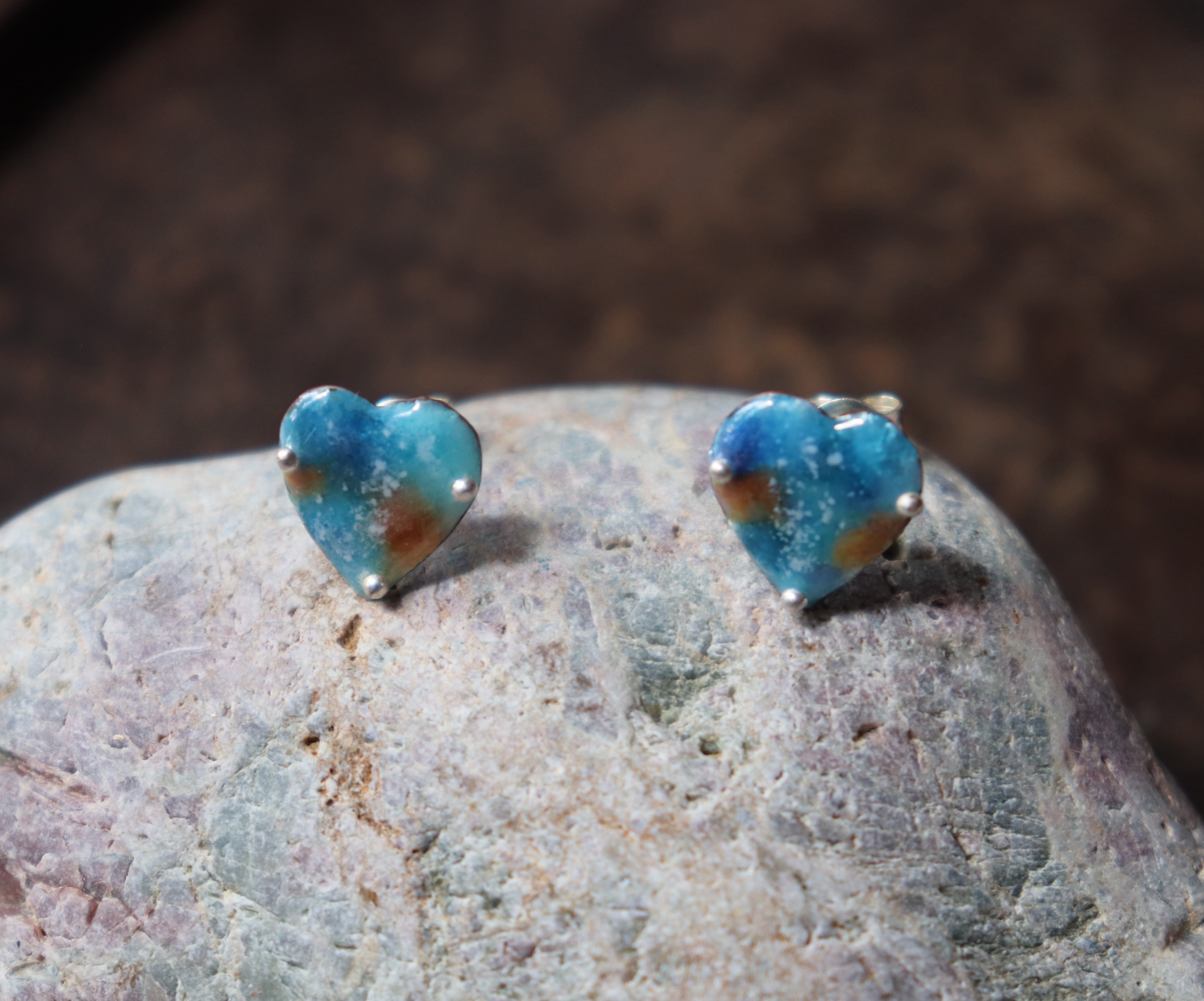 Enamel Heart Pierce-Black× blueピアス(受注生産)