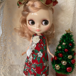※オーダーページ※ リカちゃん ブライス アウトフィット ～クリスマス～ ブライスアウトフィット クリスマスワンピース アンダースカート、髪ど
