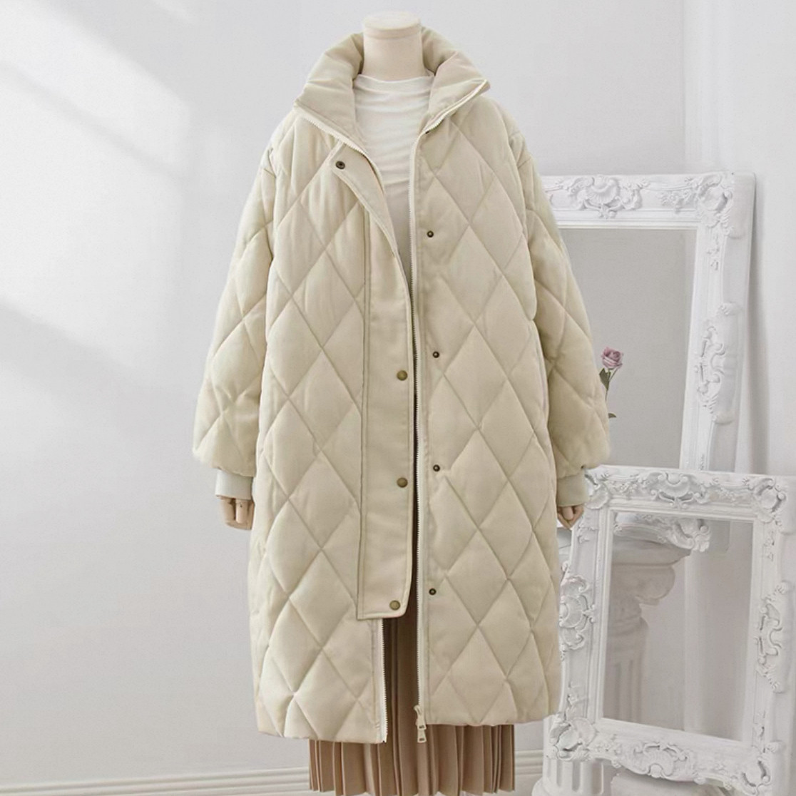 2色 保温力高い大人の冬コート、ロングコート、冬のコート、綿入れのコート、厚手、防寒対策、秋冬限定、レディース