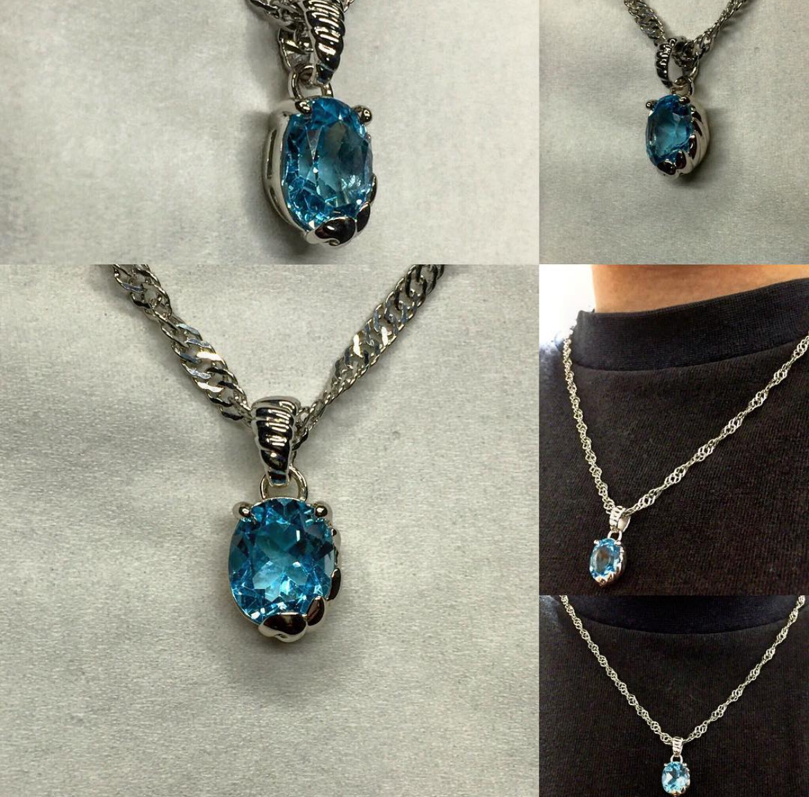 ブルートパーズペンダント　1点もの　チェーン付き