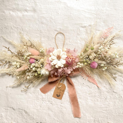 みにむページ　淡色系横長スワッグ 寒色系ドライフラワースワッグ | ドライフラワーと、うつわと暮らし