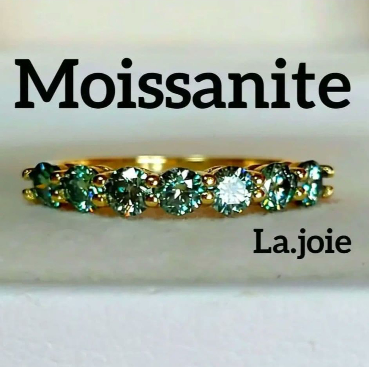 最高品質 GOLD モアサナイト グリーン ハーフエタニティ