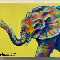カラフルなゾウのアート 絵画　原画　キャンバス　現代アート　動物画　一点もの ロシア カラフルな象の絵 動物 オリジナルアート キャンバス 象 油絵