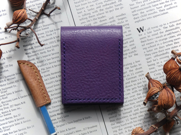 イタリア革のメモ帳カバー／ブロックロディアNo.10専用／紫 メモ帳