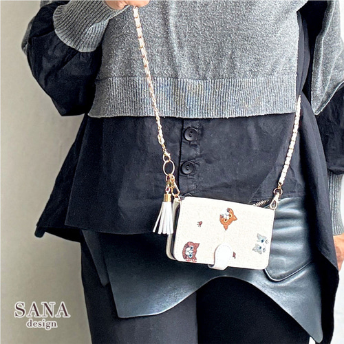 布地 刺繍 猫 iPhone17 17pro 16e pixel sense 全機種対応スマホケース