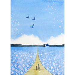 原画】散歩道（水彩画/額無し）☆自然 癒し 神秘的 絵画 インテリア