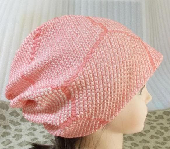 購入不可　 うぁふわり セミオーダー生地紹介 難有難隠し キャップ 室内帽子7 着物リメイク 白髪隠し ケア帽子