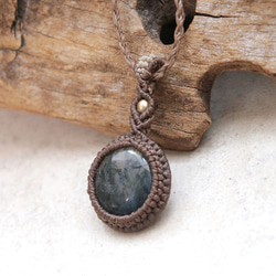 モスアゲート天然石マクラメネックレスmac439-エスニックアジアン好きが作るエキゾチックなマクラメアクセサリー 4枚目の画像