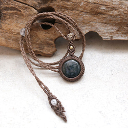 モスアゲート天然石マクラメネックレスmac439-エスニックアジアン好きが作るエキゾチックなマクラメアクセサリー 9枚目の画像