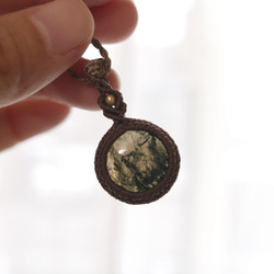 モスアゲート天然石マクラメネックレスmac439-エスニックアジアン好きが作るエキゾチックなマクラメアクセサリー 12枚目の画像