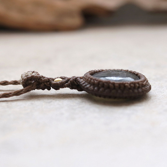 モスアゲート天然石マクラメネックレスmac439-エスニックアジアン好きが作るエキゾチックなマクラメアクセサリー 8枚目の画像