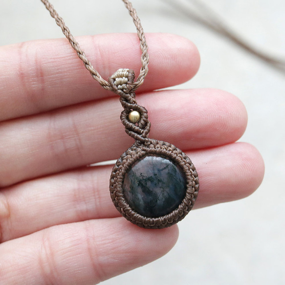 モスアゲート天然石マクラメネックレスmac439-エスニックアジアン好きが作るエキゾチックなマクラメアクセサリー 11枚目の画像