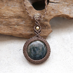 モスアゲート天然石マクラメネックレスmac439-エスニックアジアン好きが作るエキゾチックなマクラメアクセサリー 2枚目の画像