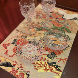 豪華刺繍 袋帯で作った正絹テーブルランナー1570 テーブルクロス