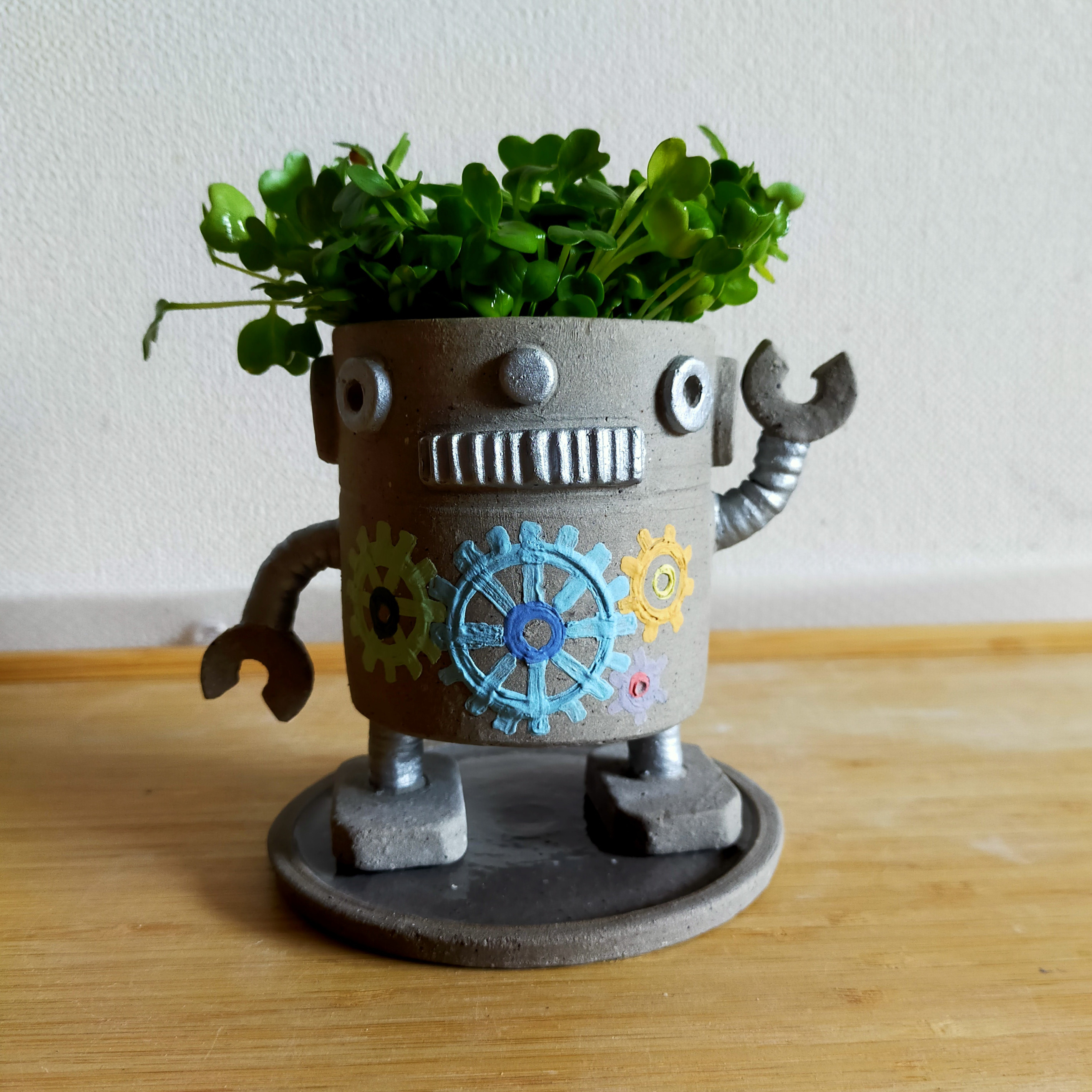 ロボットの植木鉢(グレー)