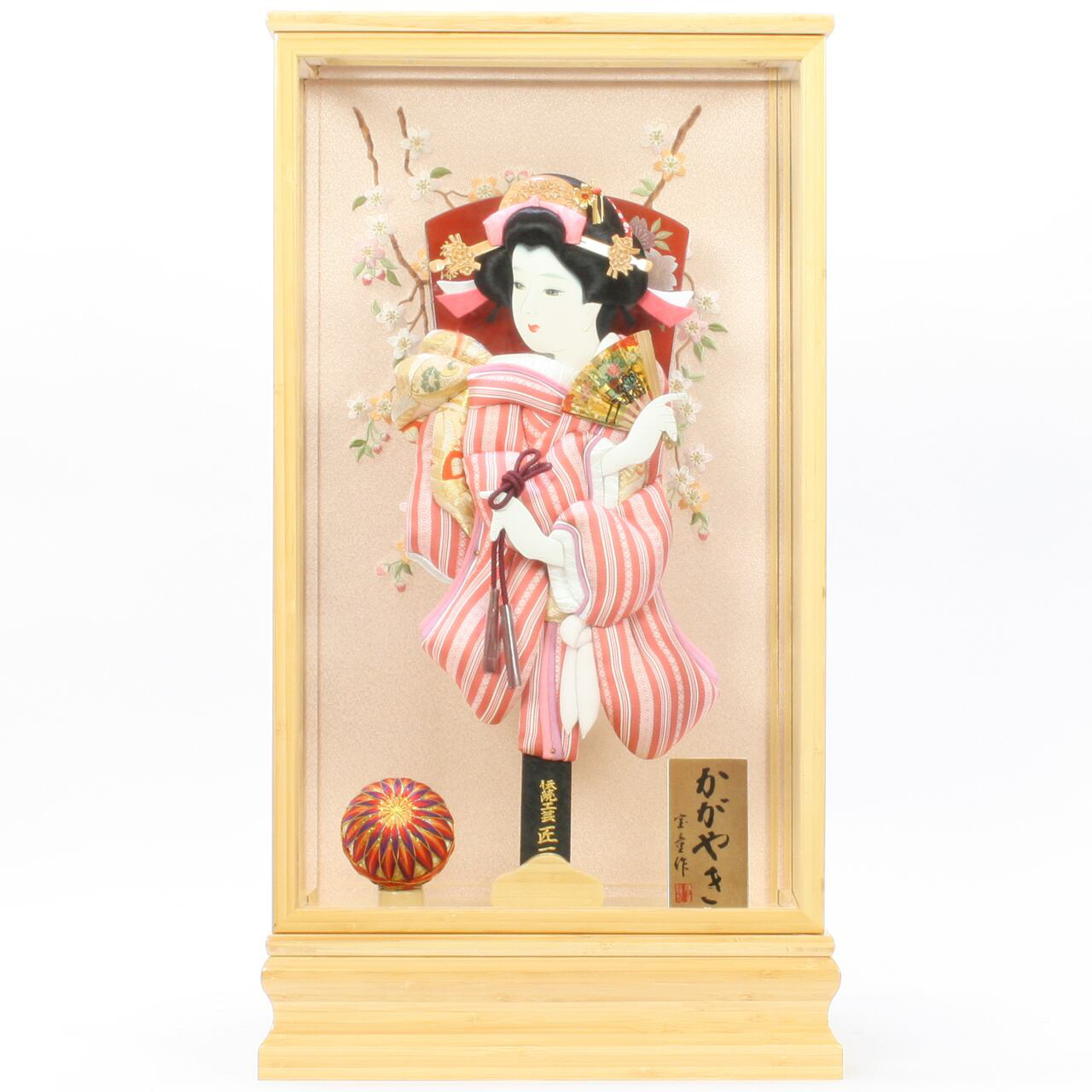 羽子板飾り　10315-0304　正絹博多織　ﾋﾟﾝｸ　漆板｜初正月｜省スペース｜おしゃれ｜モダン｜コンパクト