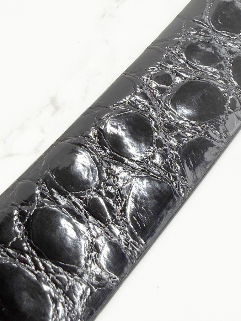 日本製　クロコダイル　クリックフィット　上質　３０㎜巾　Lサイズ　ベルト　ワニ革　フリーサイズ　エキゾチックレザー