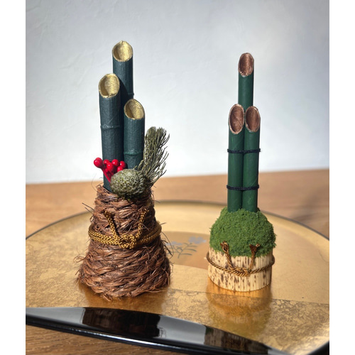 お正月飾り【苔山門松 ミニ】置物 上品 シンプル 縁起物 正月 おしゃれ