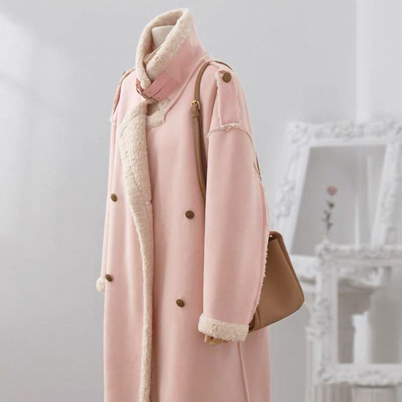 スウェードコート、レディースコート 、秋冬、 防寒着、通勤、ゆったり