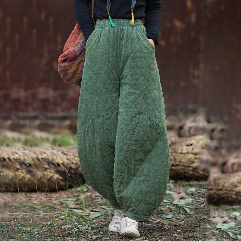 綿麻衍縫ランタンパンツ｜文芸復古 ワイドシルエット 菱格ステッチ ナチュラル禅意スタイル BXF3535 8,346円